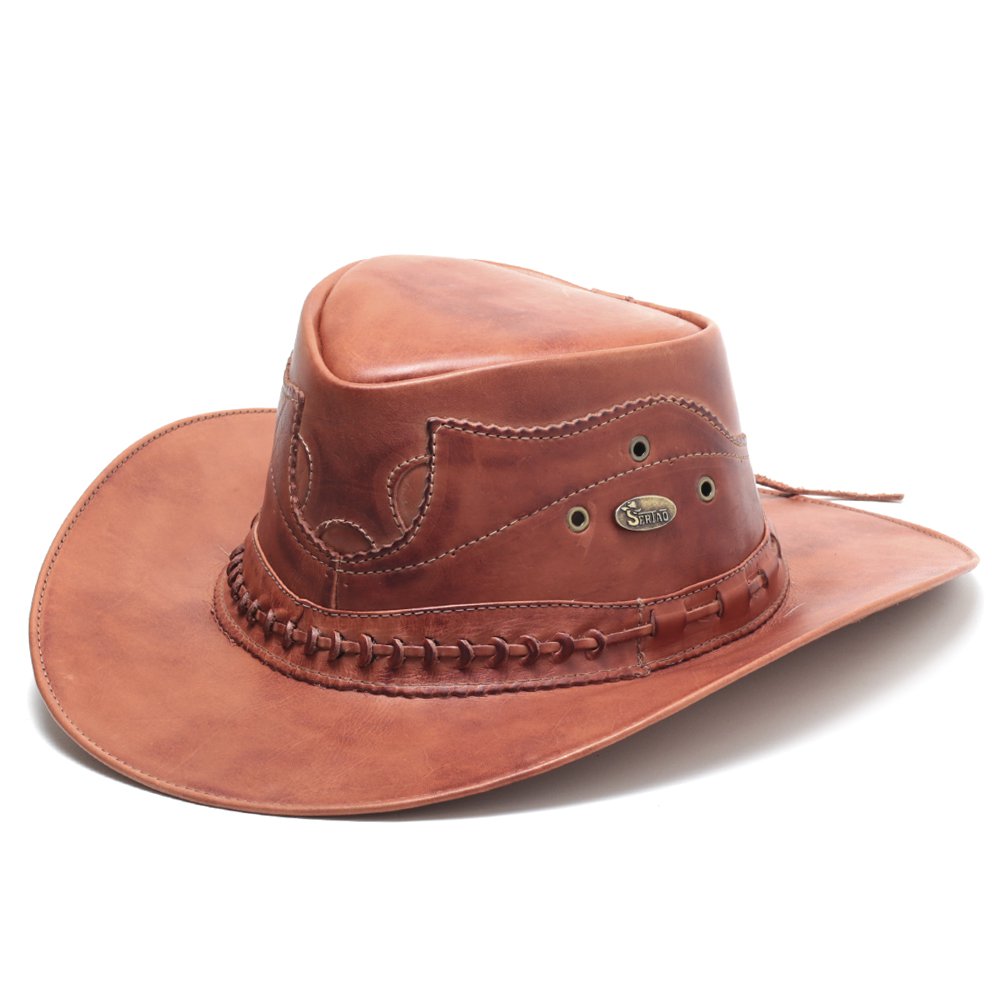 Chapéu Country de Couro Cowboy Rodeio Americano Pinhao