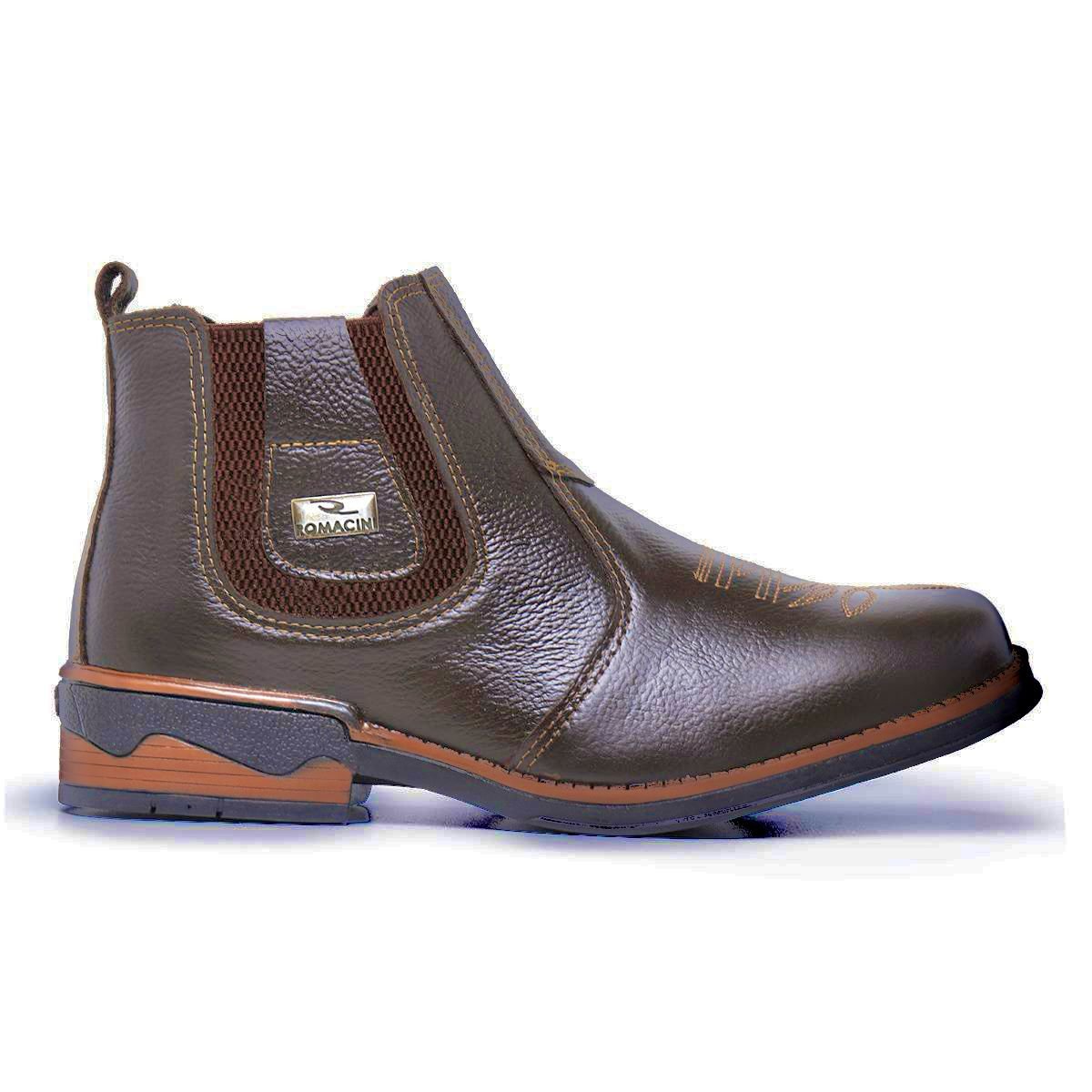 botina Texas masculina Couro Bota Peão Moderno RC Café